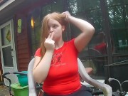 Natural Redhead Smoking a American Spirit Cigarette