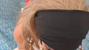 Blonde MILF blowjob with cum swallowing POV