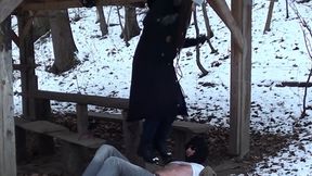 Challenging my slave in winter
