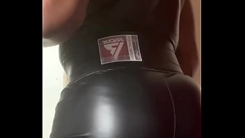 Big Black Muscle Butt Display Encased in Tight Latex &amp_ Sheer Singlets