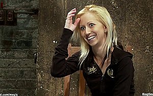 Blond butt plugged and crotch roped