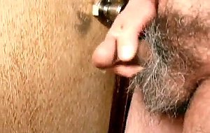 Japanese mature man masturbation erect penis semen