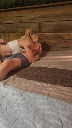 Amateur blonde milf wife CFNM very sexy kissing and blow job, doggy style jpandmegan