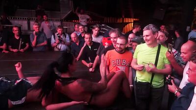Ravishing stripper picks a guy from that crowd and rides his cock
