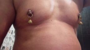 Beautiful sexy transgender nippels piercing rings