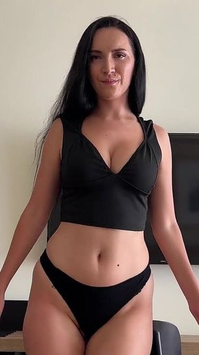 Hot Brunette in Mini Shorts and Boots Fucks with a Stranger