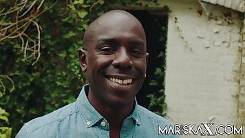 Mariska is having wild sex in the nature, with a black man whose dick is huge