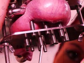 CBT extreme! Medioeval instruments for cock! Lady Morgana cages Slave F's cock without mercy!