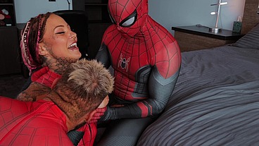 TWO SPIDERMAN VS. TATTOOED BABE MANDI CAT