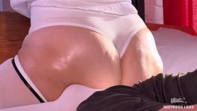 Oiled Big Ass Facesitting in White Stockings - Heavy Bouncing on Slave Face (part 1)