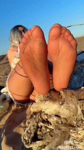 Sheer Pantyhose on the Beach