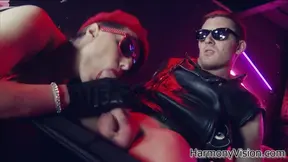 Hot bitch fucks rockers on billiard table