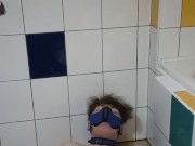 master lets pup play and cum in pup's piss puddle | pup piss part 2