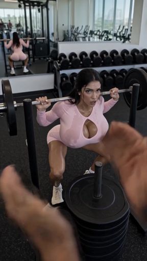 Female bodybuilder lifting weights