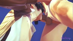 Shingeki no kyojin Yaoi Femboy - Eren blowjob with cum in his mouth - Japanese asian Manga anime game porn gay