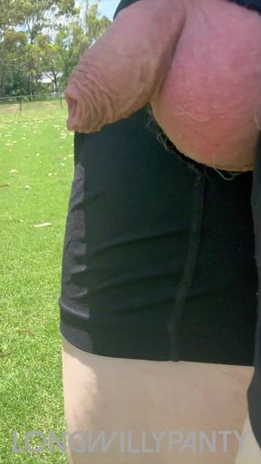 Straight guy out flashing his cock in boxers out in the hot sun risky dare.
