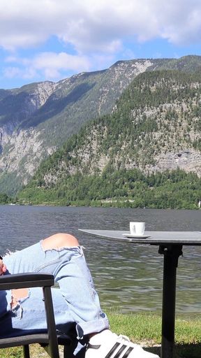 Luring a Stranger in Hallstatt: Balcony Strip &amp; Raw Hotel Use - Deep Swallow Finish