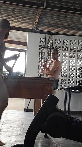 Camera Films Straight Players Playing Pool and Naked