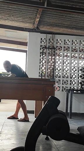 Camera Films Straight Players Playing Pool and Naked