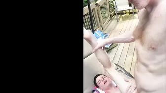 Daddy Barebacks Twink Outdoor by the Pool