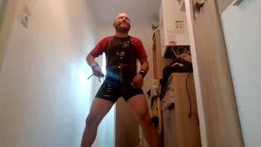 LaTEXAndy40 hits his cock in latex