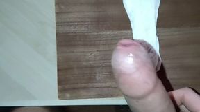 Wanking and cumming on gf&#039;s used pantyliner