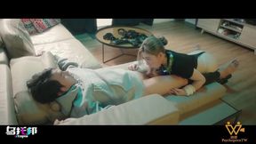 Amateur Asian girl spy takes huge cock in POV homemade scene