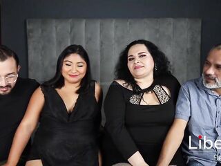 Mature couple has sex with young couple