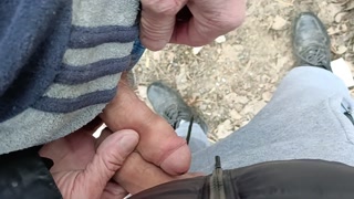 Old man fucks my foreskin - enjoying uncut cock - cum on uncut dick