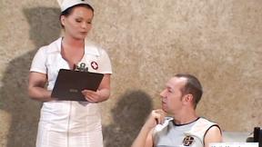 Nurse Katja with yummy tits banged hard by patient