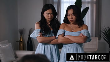 PURE TABOO Asian Stepsisters Lulu Chu &amp_ Kimmy Kimm Fulfill Their Stepdad&#039_s Doppelganger Fantasy