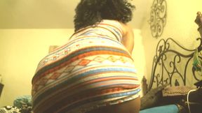 Hot chick twerks in slow motion while dancing in a short black dress