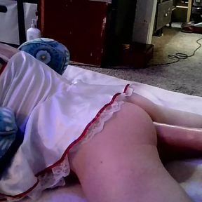 Crossdressing nurse gets machine dicked down real good!