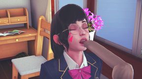 DVA college girl licks your cock with her tongue and gets cum on her face