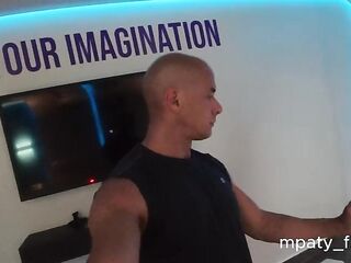 Cuckold spouse sharing his whore wife with one of his allies in a motel. Giving a kiss, anal drilling, oral-job.