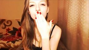 Blue eyed flat chested ginger girl was working for me on webcam