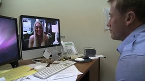 The busty girl sucks on his dick and then spreads her pussy lips for his hard meat
