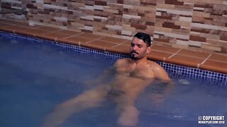 Latino hunk jean franko pounds isaac eliad in wet suit pool play