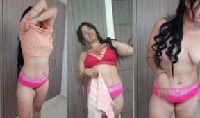 hot girl undresses and shows me her tits on video.