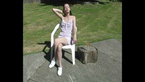 zoe petite thin babe flashing tits & up skirt pussy shots