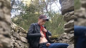 Hung French Twink&#039;s Public Forest Strip: Huge Cock Tease