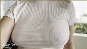 Wife strips bare and dances with her flawless breasts teasingly