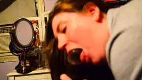 Thick black cock dominates submissive woman's throat