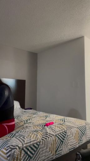 Latex sissy tries breathplay