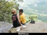 Hung Latino Bareback Fucks Twink Friend By Waterfall