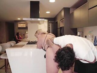 My stepdaughter knows that I bang her large ramrod boyfriend and invites me to have a bi-sexual trio with her!