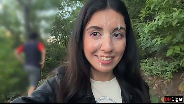 If you come second to this mountain - you'_ll be walking around with cum on your face in front of people! - Crazy Public Cumwalk