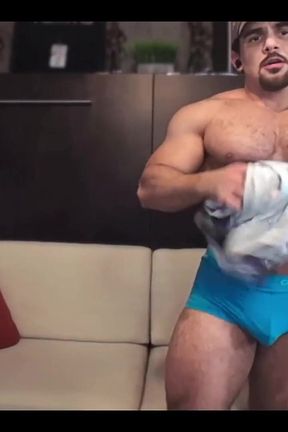 Straight Bodybuilder Shows off by Flexing and Posing Huge Muscular Body
