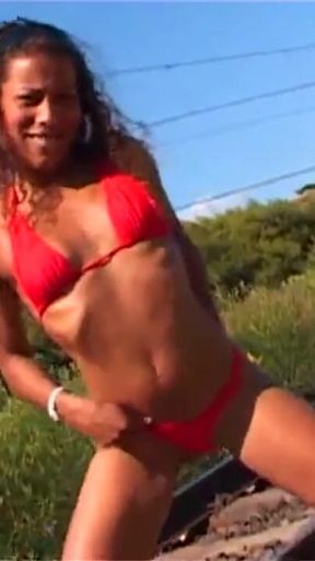 Karla Sanchez Peeing on the Railway