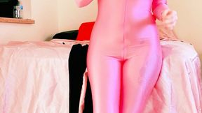 Ruby in Pink zentai Changes into black suit